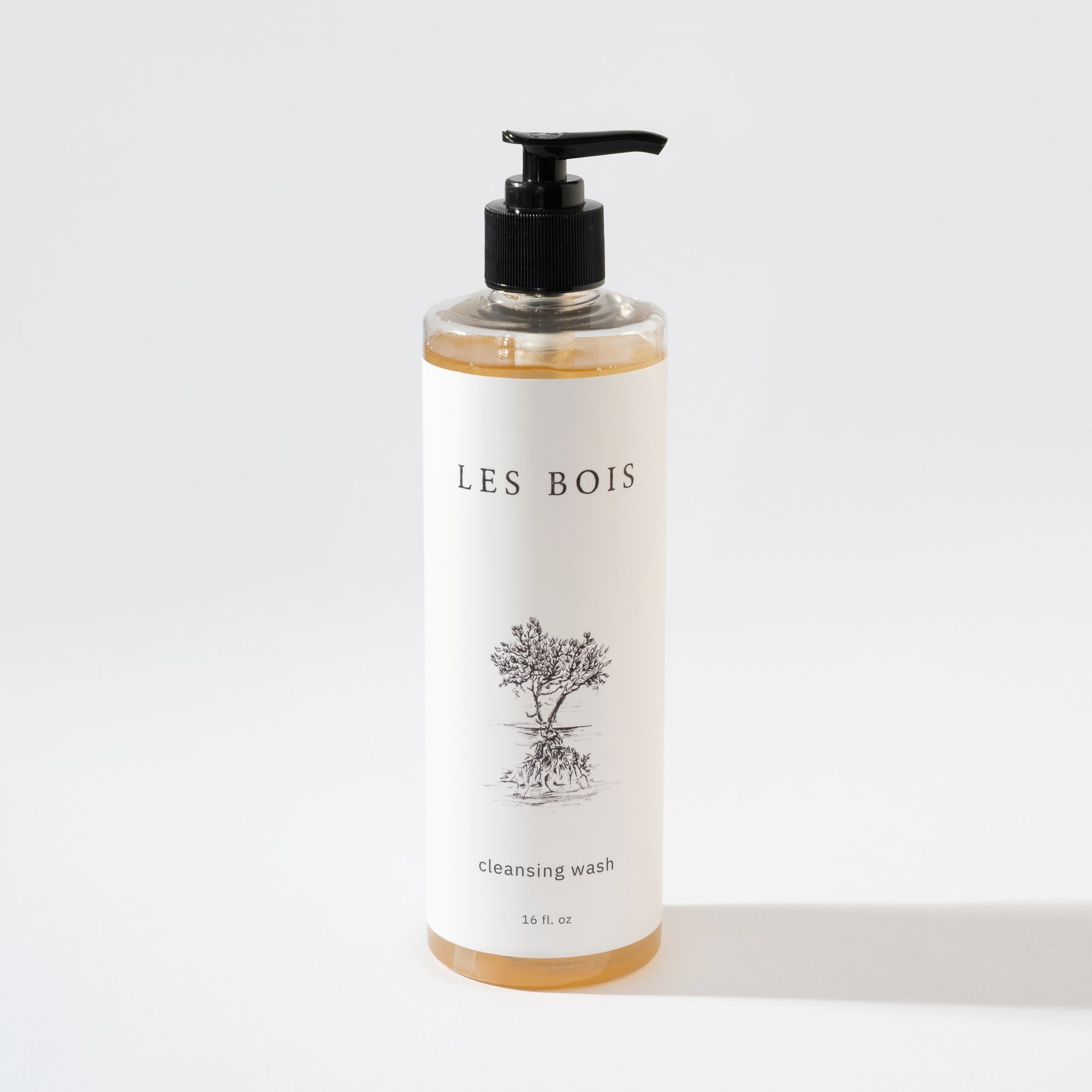 Bottle of Les Bois cleansing wash on a white background