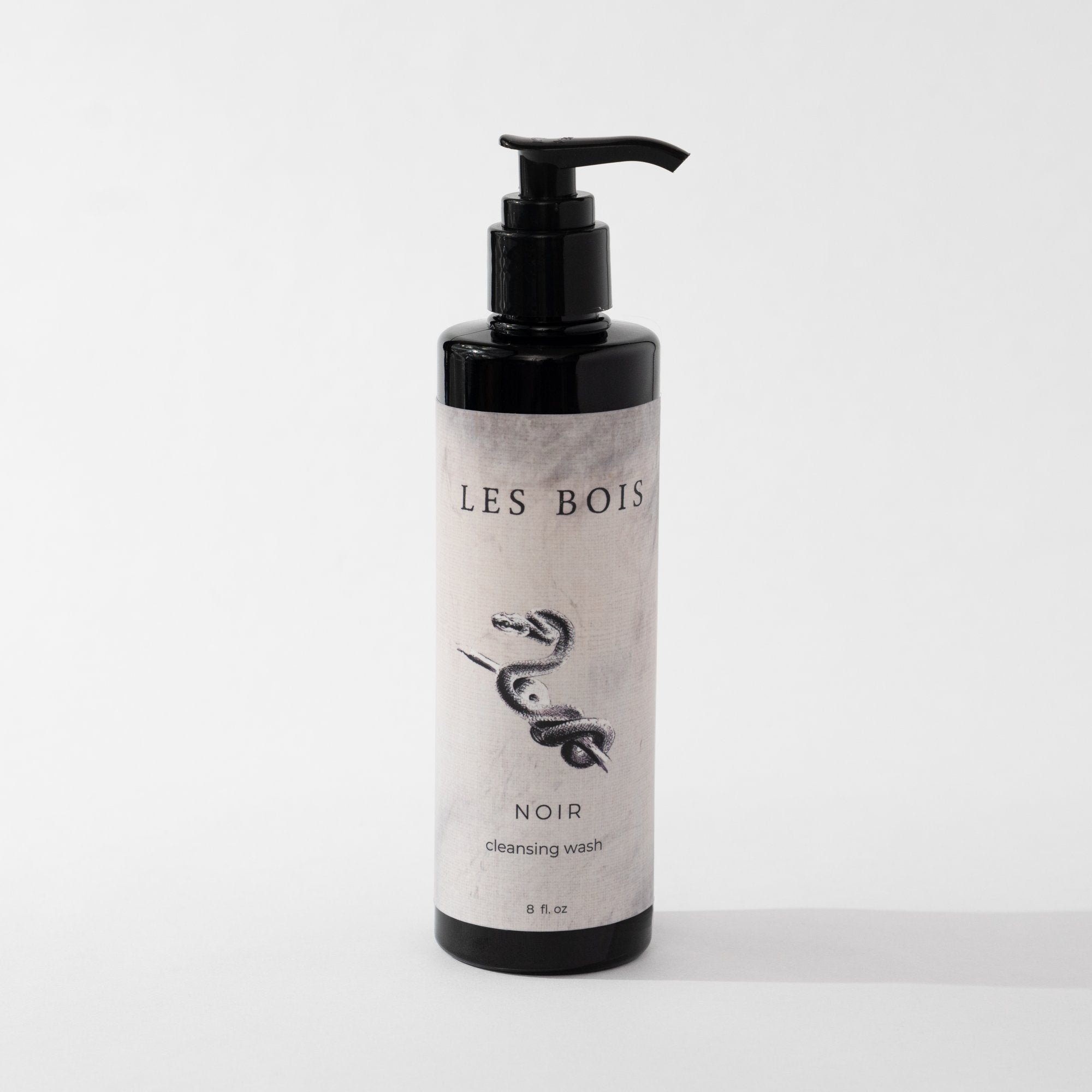 Les Bois Noir castile wash bottle on a white background